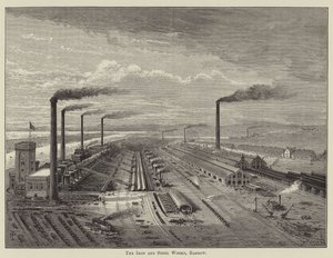De ijzer- en staalfabriek, Barrow (gravure)