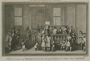 De Joodse manier om de wet voor het volk te houden in Dukes Place, Londen