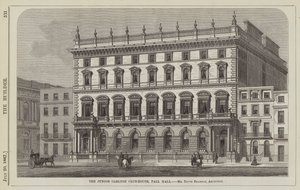 Het Junior Carlton Club-House, Pall Mall, Mr David Brandon, Architect (gravure) door English School