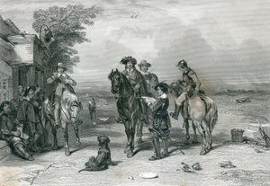 De Koning op zijn reis naar de Schotten, gegraveerd door Frederick. T. Heath door English School