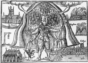 Het Monster van het Koninkrijk Ontmaskerd vanuit de Hemel, c.1640-43 door English School