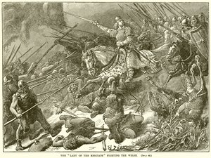 De Dame van de Mercians vecht tegen de Welsh