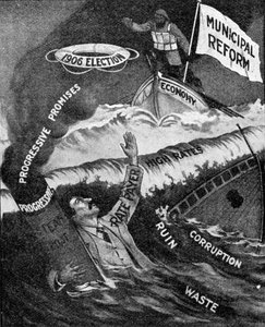 De Laatste Hoop, een poster van de Municipal Reform Party, gepubliceerd in The Graphic, 27 oktober 1906