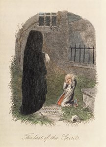 De Laatste van de Geesten, illustratie bij A Christmas Carol door Charles Dickens (1812-70) 1843 door English School