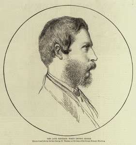 De overleden keizer als kroonprins (gravure) door English School