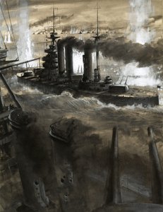 De Leeuw, draait naar de Duitse vloot tijdens de Slag om Jutland