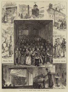 De lock-out in Zuid-Wales, notities van onze kunstenaar (gravure)