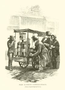 De Londense Coffee-Stall (gravure) door English School