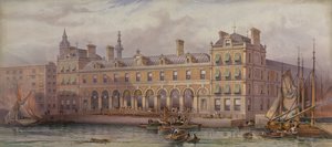 De Londense Vismarkt bij Billingsgate, 20 juli 1877 door English School
