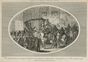 De burgemeester die het stadzwaard aan Zijne Majesteit George III presenteert door English School