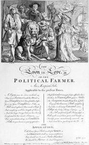 De Leeuw Verliefd of een Politieke Boer, 1738 door English School
