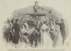 De Magnifieke Zilververgulde Wijnkoeler, in Windsor Castle, Scène in de Waterloo Gallery, bij de Koninklijke Doop door English School