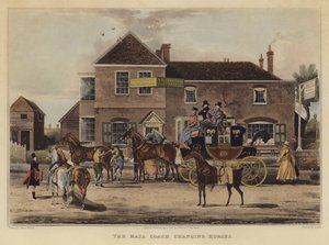 De postkoets wisselt van paarden