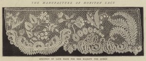 De vervaardiging van Honiton kant (gravure) door English School