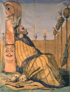 Het Maori-opperhoofd, ca. 1850 (inkt en wassingen op doek) door English School