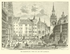 De Marienplatz, met oud en nieuw stadhuis