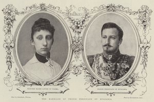 Het huwelijk van Prins Ferdinand van Bulgarije (gravure)