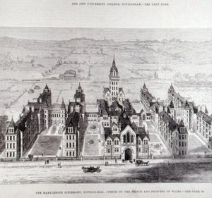Het Marylebone Ziekenhuis, Notting Hill, Geopend door de Prins en Prinses van Wales, uit The Illustrated London News, 7 februari 1881 door English School