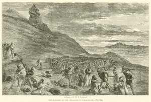 De slachting onder de christenen in Madagaskar (gravure)