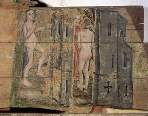 De smalle poort naar de hemel, uit de Wenhaston Doom, ca. 1500-20