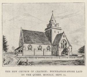 De Nieuwe Kerk van Crathie, Eerste Steen gelegd door de Koningin, Maandag door English School
