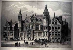 De nieuwe gerechtsgebouwen in Birmingham, waarvan de eerste steen werd gelegd door de koningin door English School