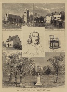 Het Nieuwe Monument voor John Bunyan in Bedford (gravure)