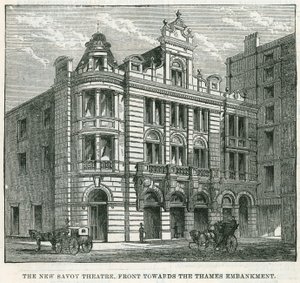 Het nieuwe Savoy Theater, voorkant naar de Thames Embankment door English School