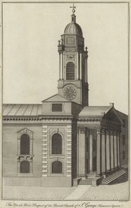 Het noordwestelijke aanzicht van de parochiekerk van St George, Hanover Square, Londen