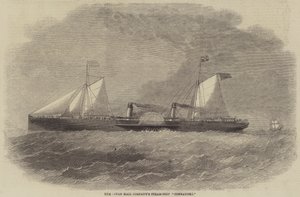 Het stoomschip "Connaught" van de Ocean Mail Company (gravure) door English School