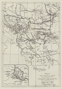 De officiële kaarten van het vredesverdrag, ondertekend in San Stefano, 3 maart 1878