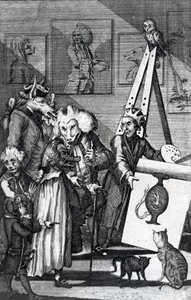 De schilder die zijn schilderij voorlegt aan de beoordeling van kenners en antiquairs, 1774