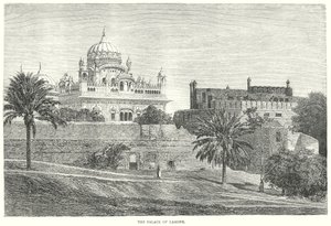 Het paleis van Lahore (gravure) door English School