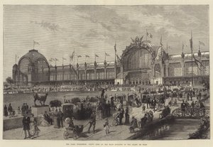 De Parijse Tentoonstelling, Vooraanzicht van het Hoofdgebouw in de Champ de Mars (gravure) door English School