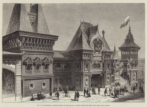 De Parijs tentoonstelling, Russisch model van het paleis waarin Peter de Grote werd geboren, nabij Moskou (gravure) door English School