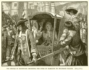 De Mensen van Edinburgh Begeleiden de Hertog van Hamilton naar Holyrood Palace door English School