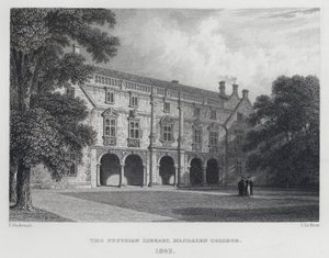 De Pepysian Bibliotheek, Magdalen College, 1842 door English School
