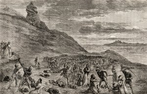 De Vervolging en Massamoord op de Christenen op het Eiland Madagaskar in 1849, ca. 1865 door English School