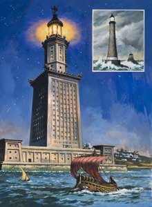 De Pharos van Alexandrië (gouache op papier)