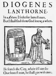 De filosoof Diogenes zoekt naar een eerlijk man in de stad Londen met zijn lantaarn, 1607