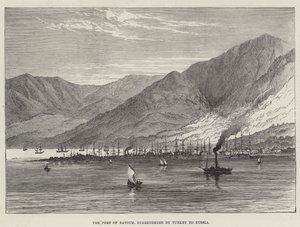 De Haven van Batoum, overgedragen door Turkije aan Rusland (gravure)