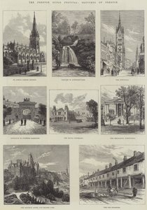 Het Preston Guild Festival, schetsen van Preston (gravure)