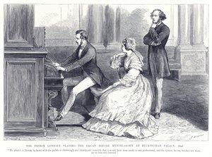 De Prins-Gemaal speelt orgel voor Mendelssohn in Buckingham Palace, 1842