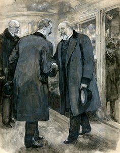 De Prins van Wales begroet de Duitse Keizer, Charing Cross Station, 20 januari 1901