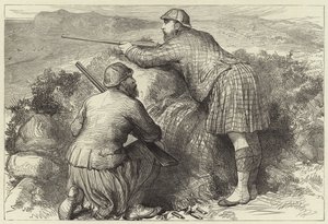 De Prins van Wales op korhoenjacht in de hooglanden door English School