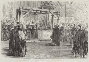 De prins van Wales legt de eerste steen van de Tower Bridge op maandag door English School
