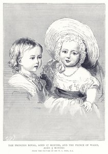 De Prinses Royal, 17 maanden oud, en de Prins van Wales, 5 maanden oud door English School