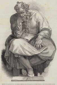 De profeet Jeremia, uit het schilderij van Michelangelo in de Sixtijnse Kapel, Rome door English School
