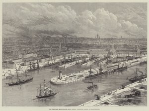 De voorgestelde Manchester Ship Canal, bedoelde dokken in Manchester (gravure) door English School