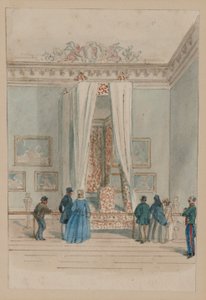 De Slaapkamer van de Koningin met het Staatsbed van Koningin Anne door English School
